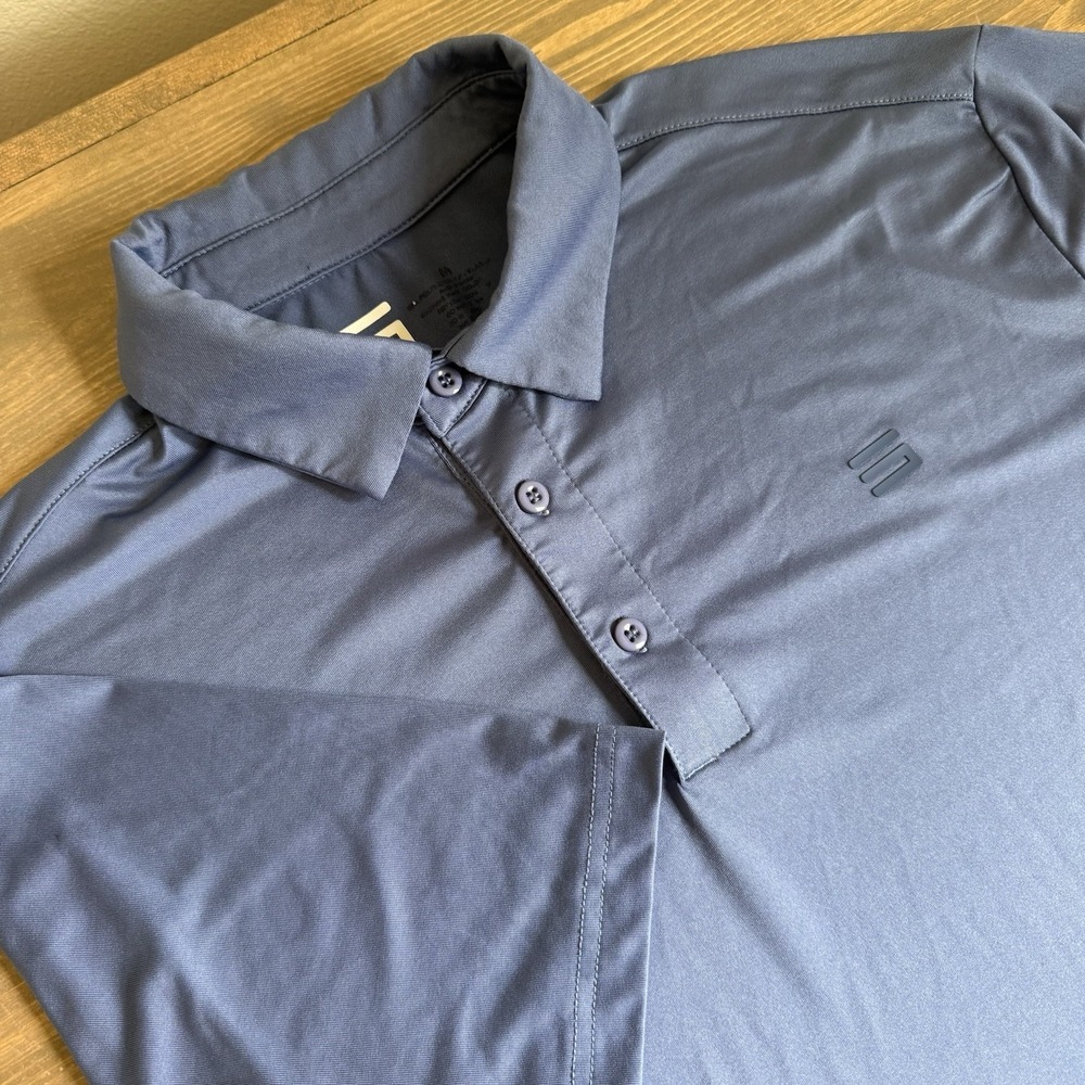 Three Sixty Six Men's Medium Blue Short Sleeve Golf Polo Collar Shirt Top